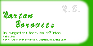 marton borovits business card